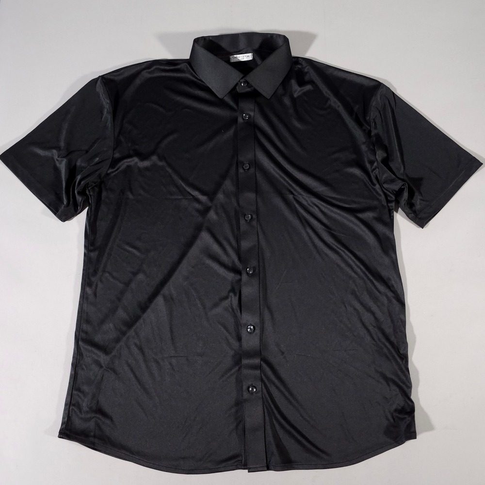 Collars & Co. Polo Shirt Men 2X-Large Black Short Sleeve Button Down Performance